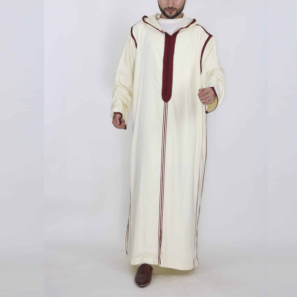 Arabic Long Men's Hooded Shirt Muslim Robe