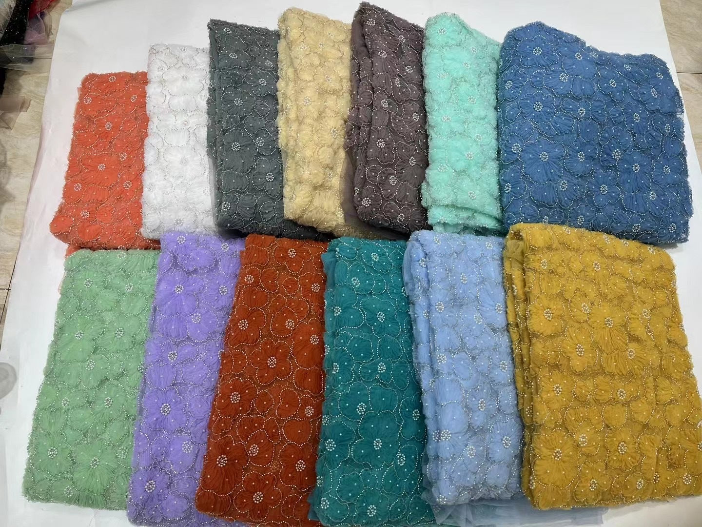 New Handmade Foam Tube Mesh Plate With Embroidery Three-dimensional Flower Lace Fabric