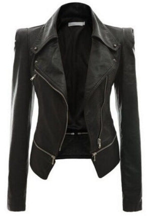 Motorcycle leather jacket jacket zipper two leather jacket