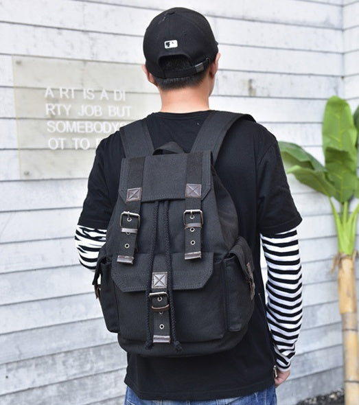 Influx street canvas backpack unisex backpack retro leisure travel bag large capacity bag