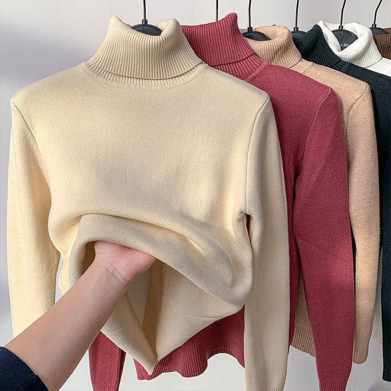 Turtle Neck Winter Sweater Women Elegant Thick Warm Female Knitted Pullover Loose Basic Knitwear