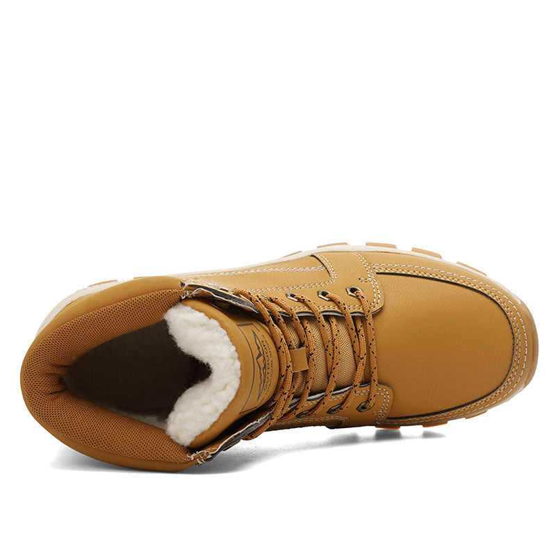 Plush high top cotton shoes for men