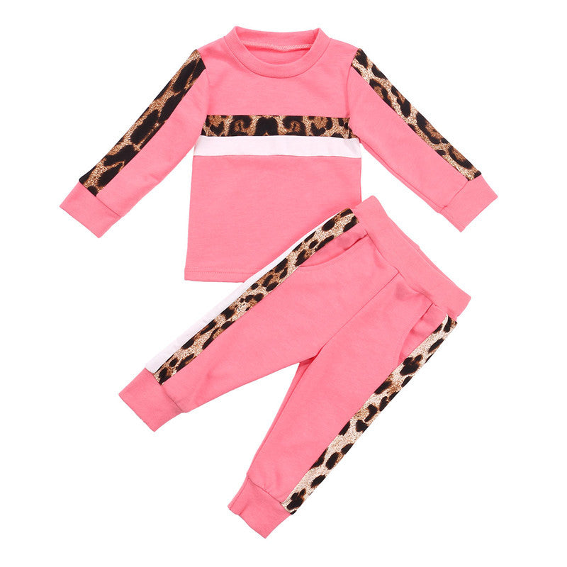 Girls' long-sleeved sports top and pants suit