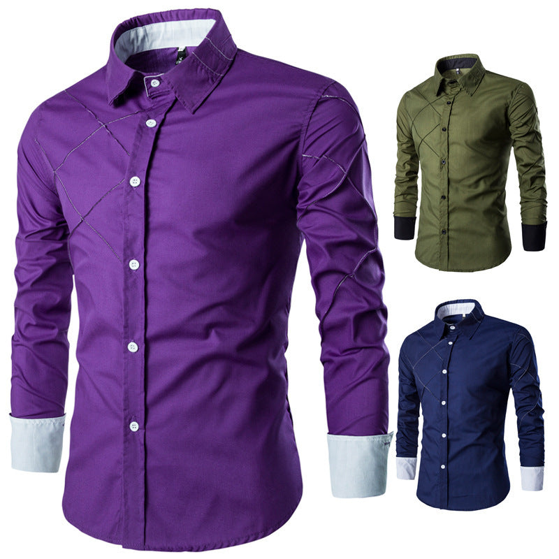 New men's long-sleeved shirt casual plaid shirt