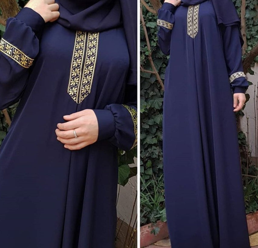 Women Plus Size Print Abaya Jilbab Muslim Maxi Dress