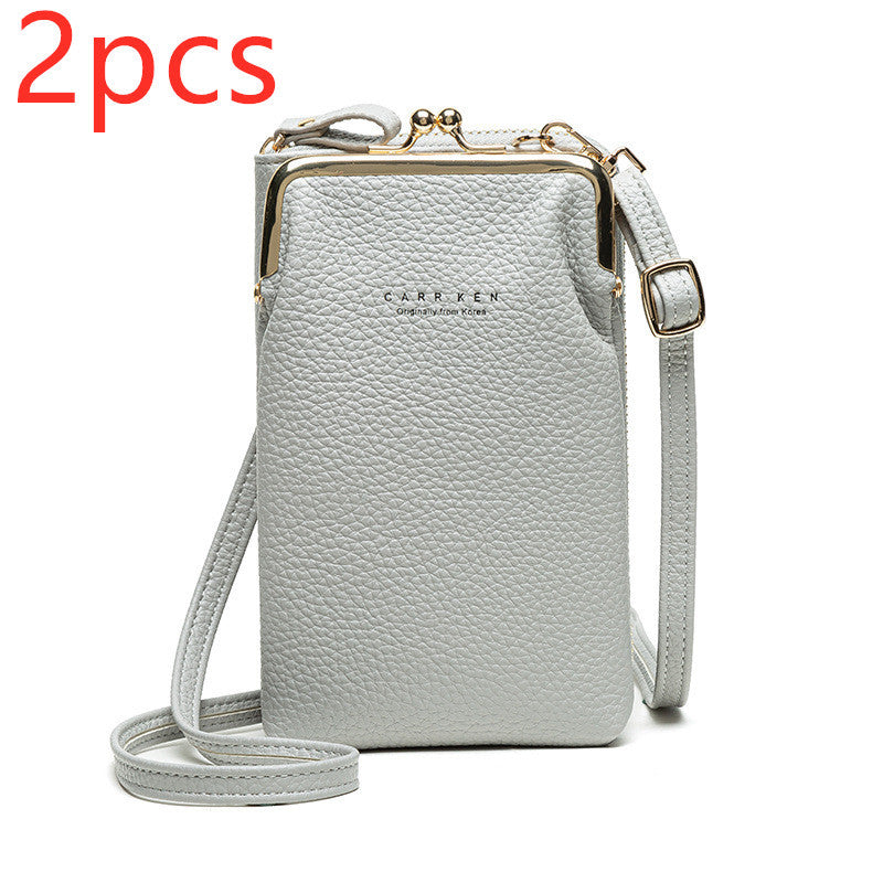 Fashion Lychee Pattern Solid Color Diagonal Shoulder Bag