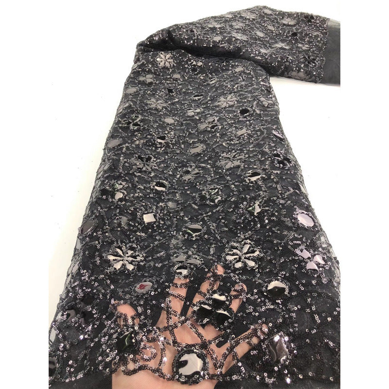 New Style Mesh Lace Fabric Sequin Embroidered Fabric Womens Color Fashion