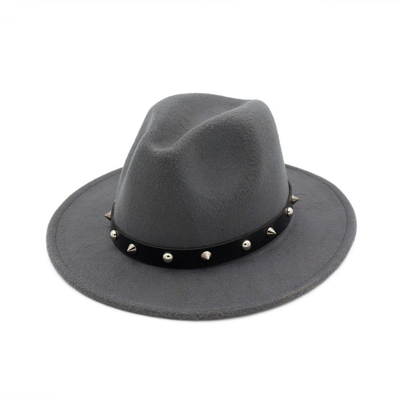 New Style Rivet Accessories Top Hat For Men and Women Woolen Hats