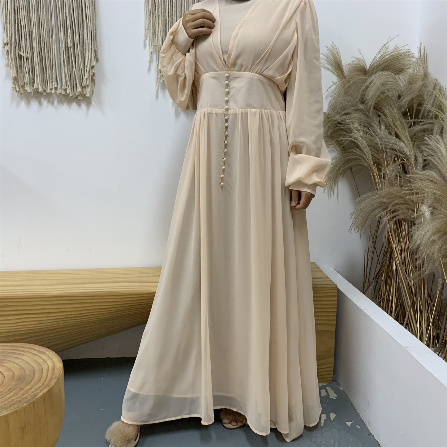 High-density Double Chiffon Fashion Simple And Elegant Muslim Dress