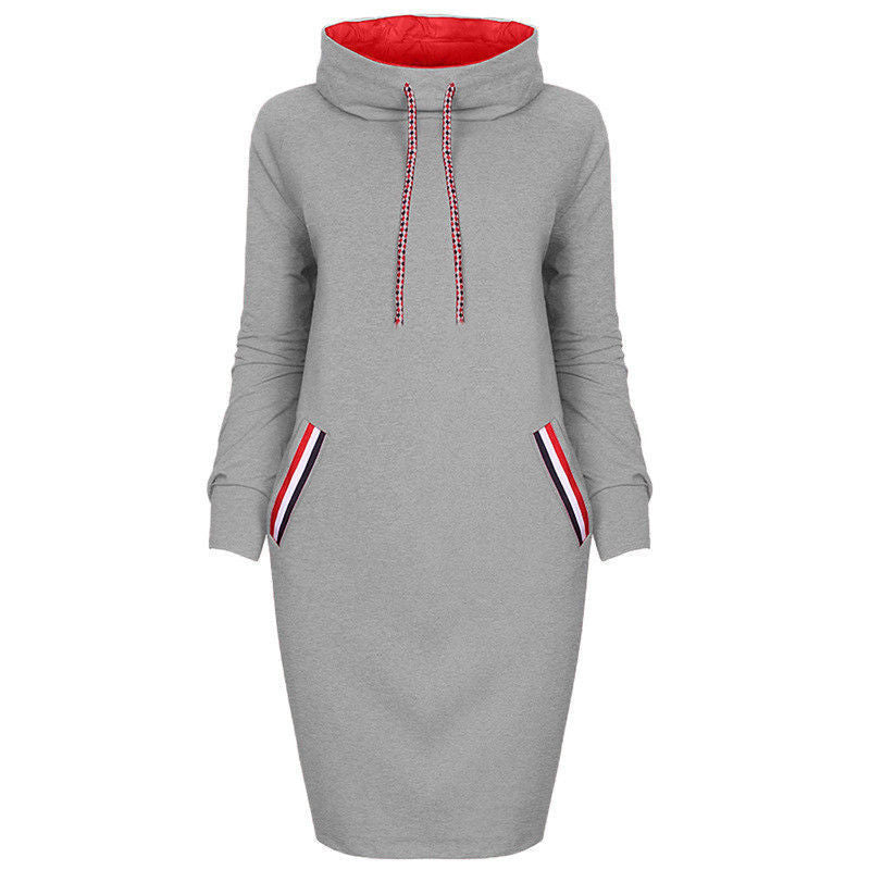 Ladies Winter Hooded Dresses Women Dress