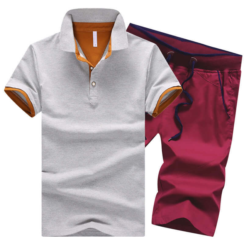 Men's Lapel Cotton Polo Shorts Plus Size Cotton Casual Sports Suit