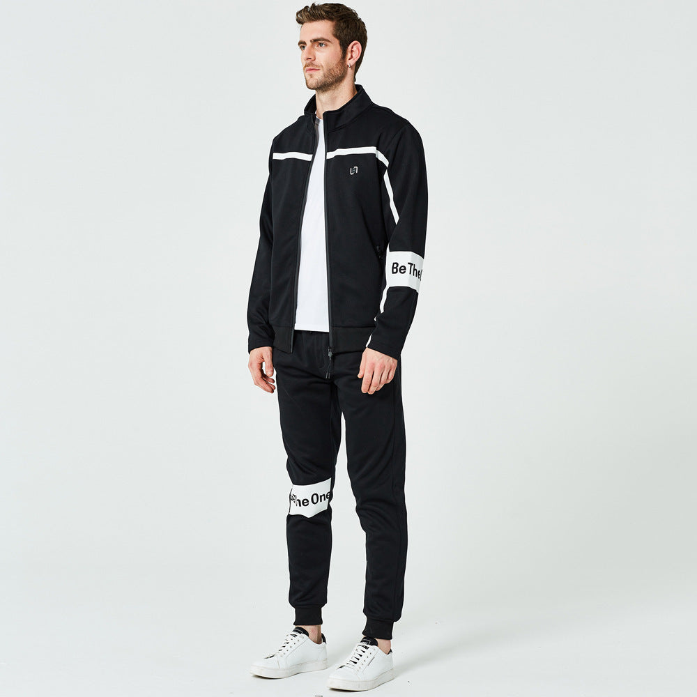 Line English printed zipper sport suit