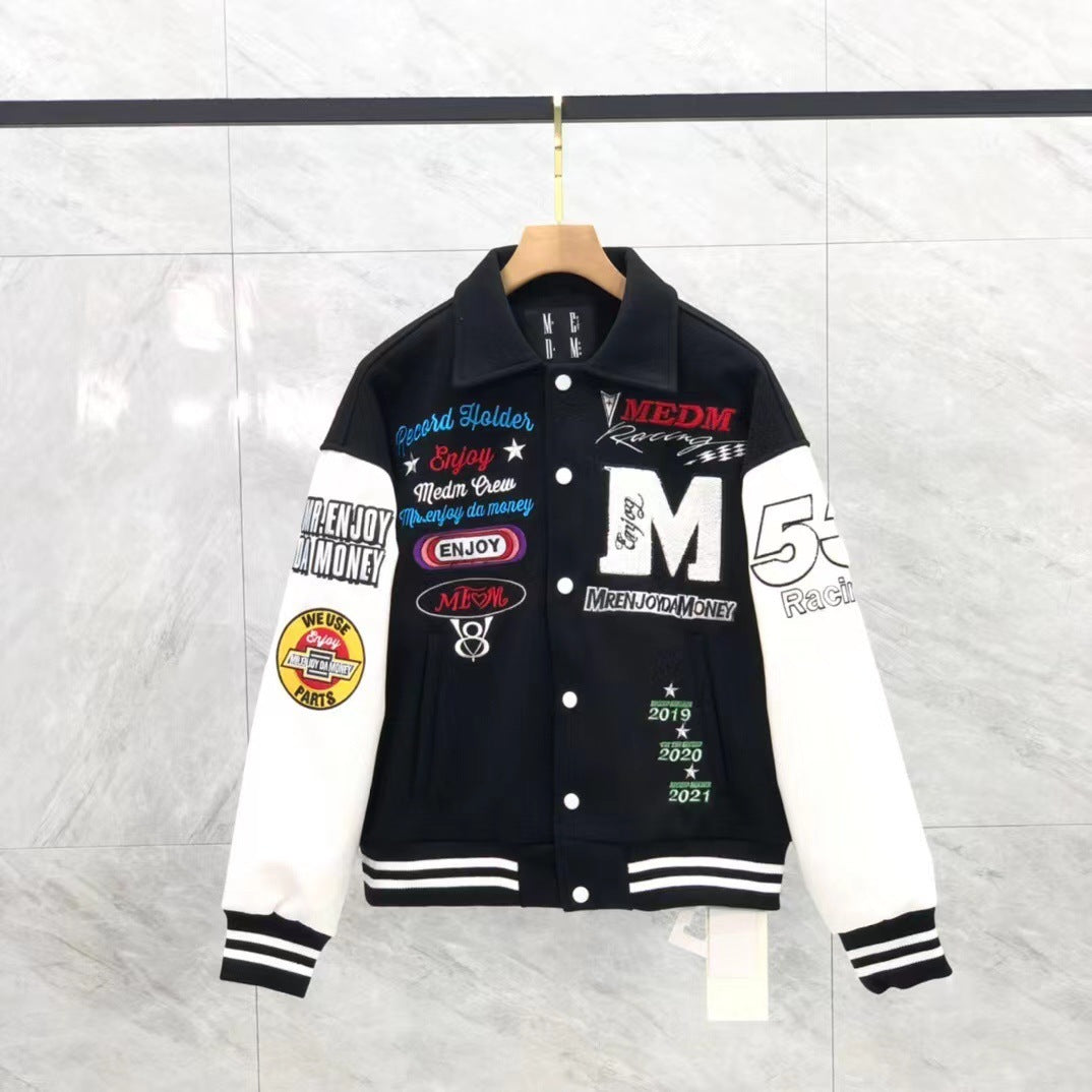 Men's Hip Hop Embroidered Baseball Jacket