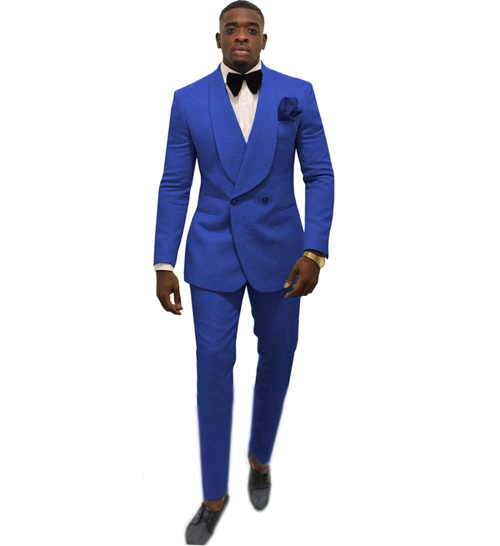 Men's Fashion Solid Color Suit Top Pants Set