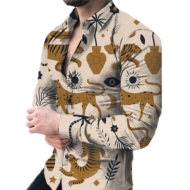 Men's Casual Long Sleeved Large Floral Shirt