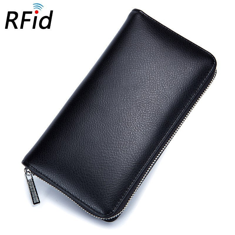 Rfid Many Departments Men Wallet Cow Genuine Leather 36 Slots Card Holder Cell Phone Pocket Male Wallets Clutch Man Long Purse