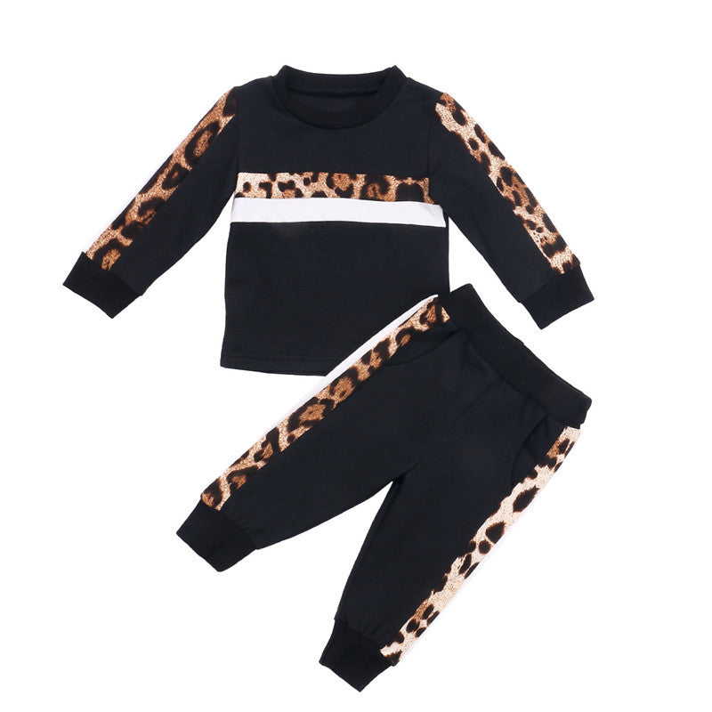 Girls' long-sleeved sports top and pants suit