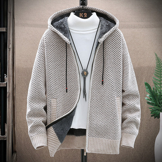 Hooded Sweater Men's Zipper Sweater Slim Fit