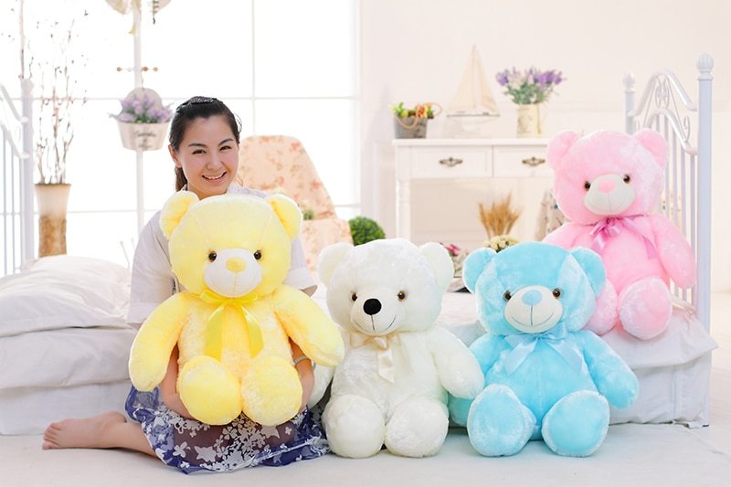 Creative Light Up LED Teddy Bear Stuffed Animals Plush Toy Colorful Glowing Christmas Gift For Kids Pillow