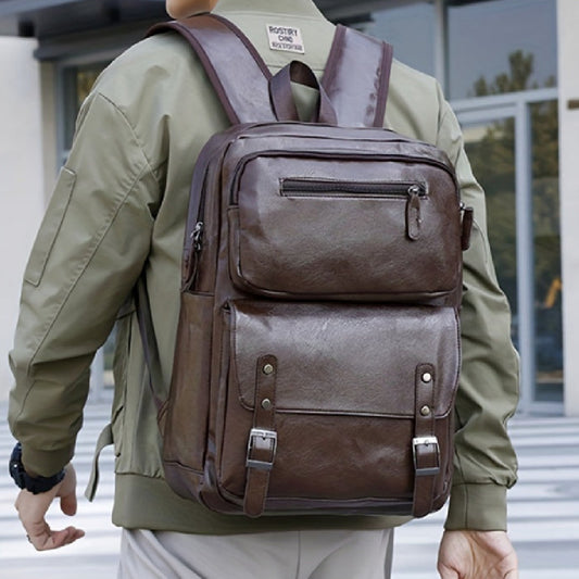 High-end Leather Texture Business Large Capacity Backpack