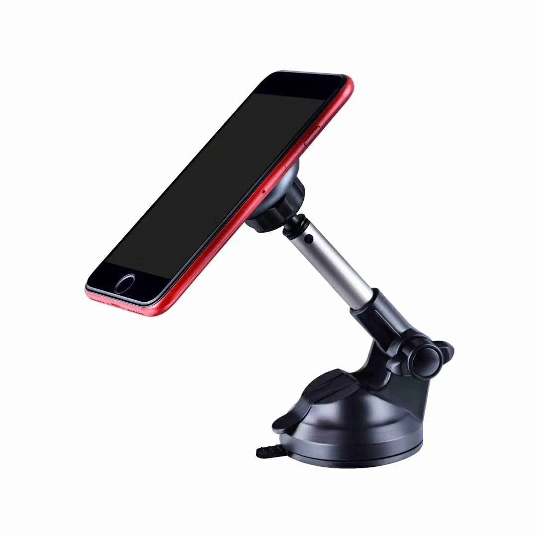 Creative 360 degree rotating suction cup telescopic magnet aluminum alloy car phone holder