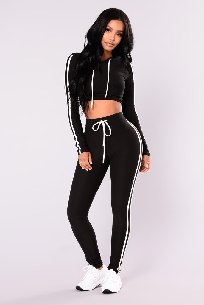 Women Ladies Tracksuit Crop Top Hoodies Sweatshirt Pants Sets Slim Wear Casual Suit