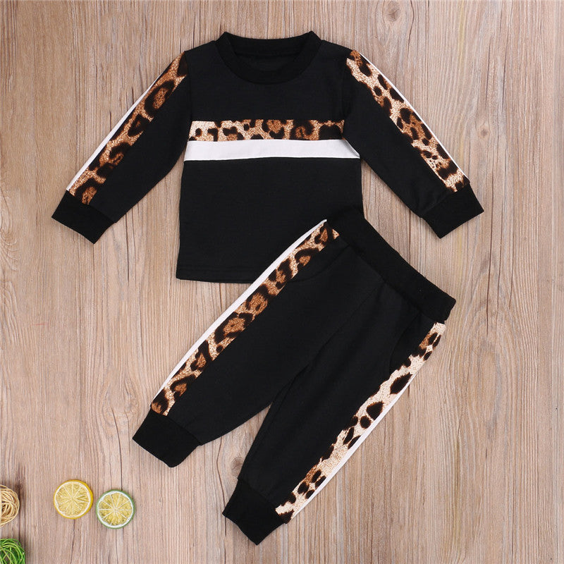 Girls' long-sleeved sports top and pants suit