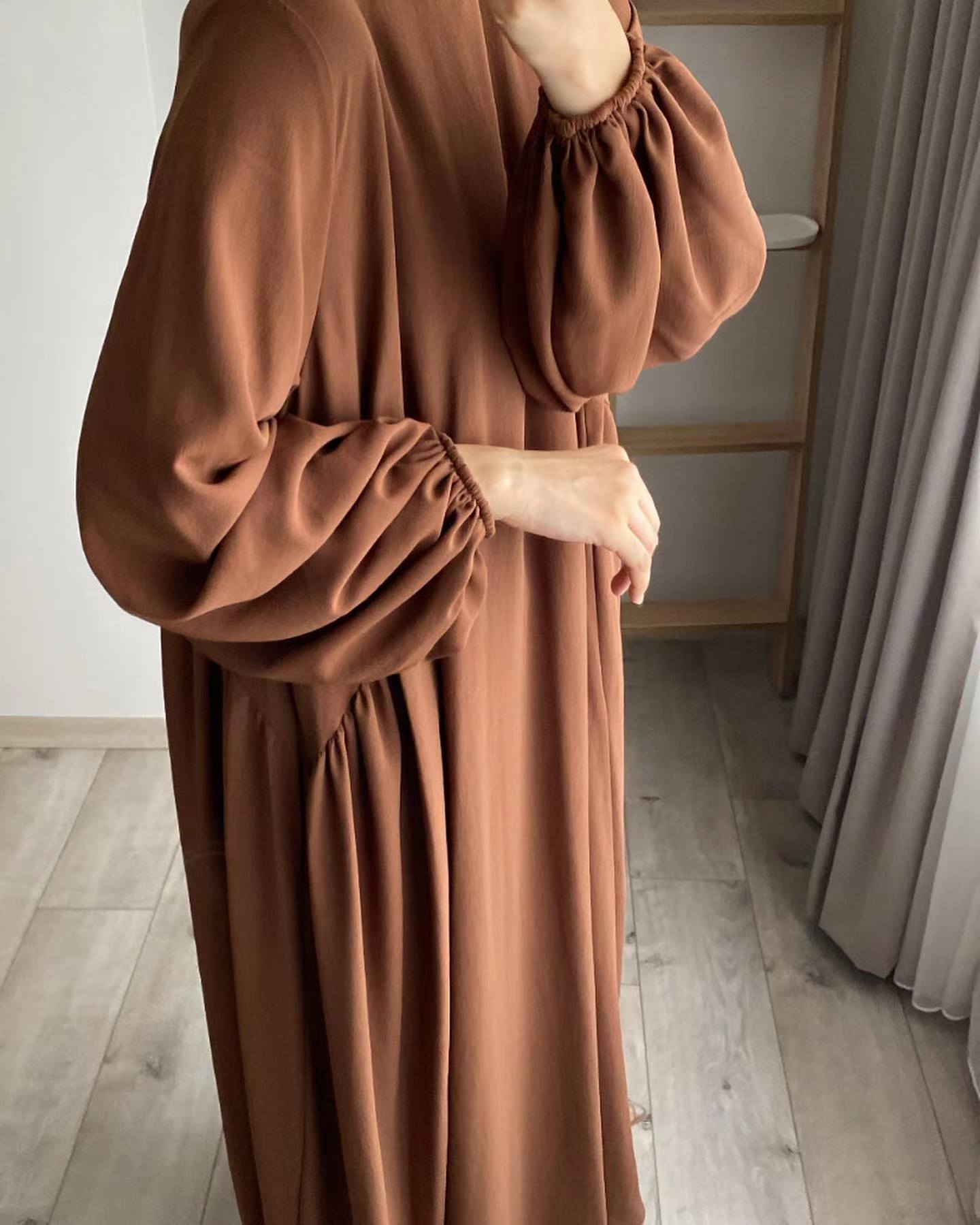 New Muslim Women's Wear Solid Color Elegant Fashion Loose Pullover Dress