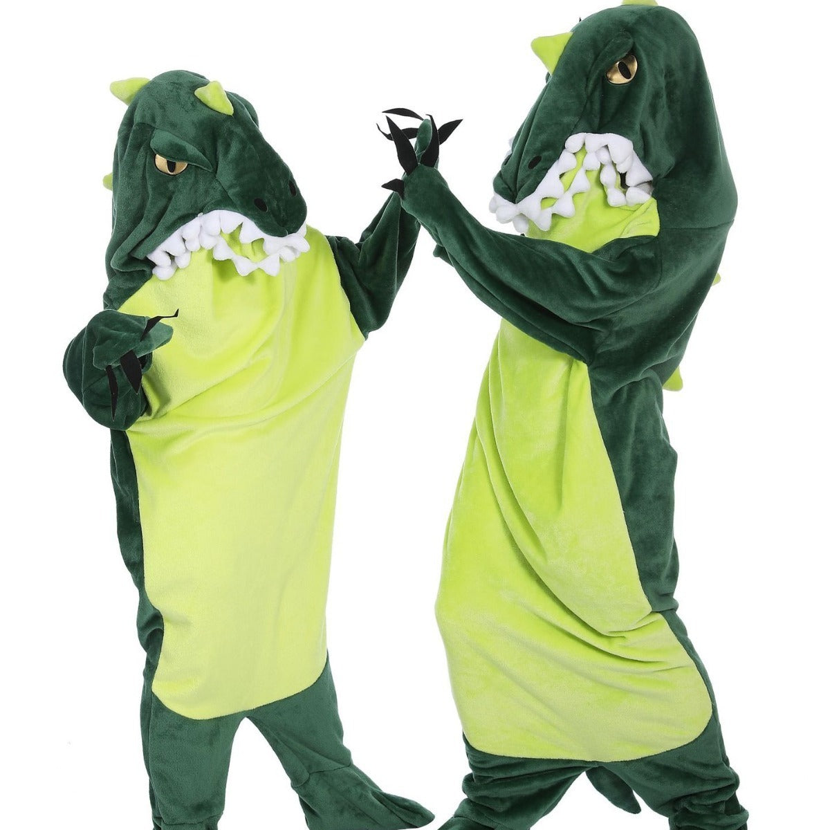 Cartoon Shark Dinosaur One-piece Pajamas Couple Cute Home Clothes Winter Warm Plush Jumpsuit Lazy Warm Homewear Women