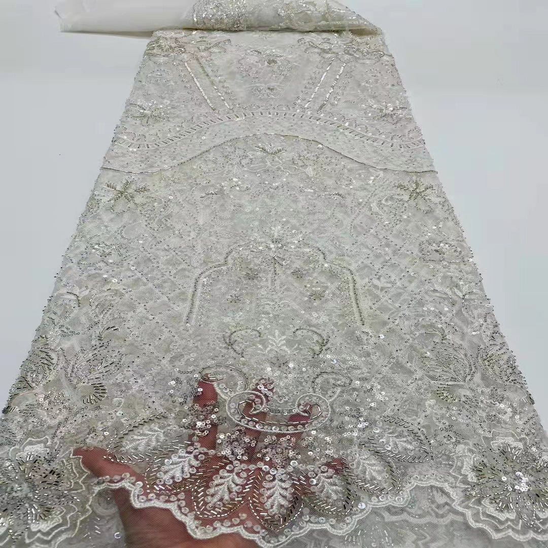 Embroidery Heavy Industry Beaded Tulle Lace Fabric