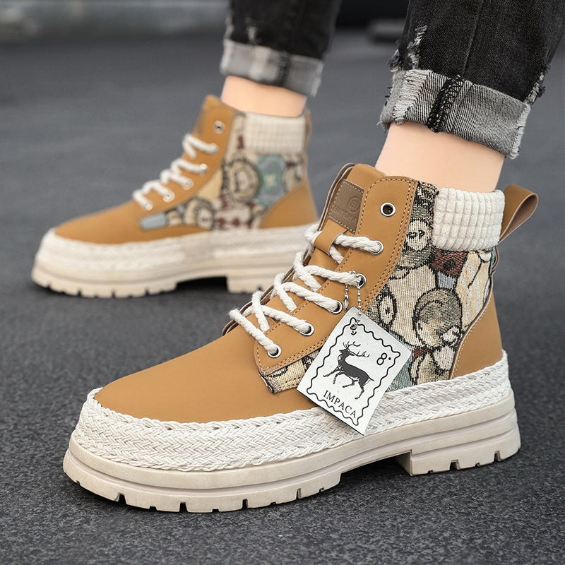 Men's Casual All-match Worker Boot High-top Shoes