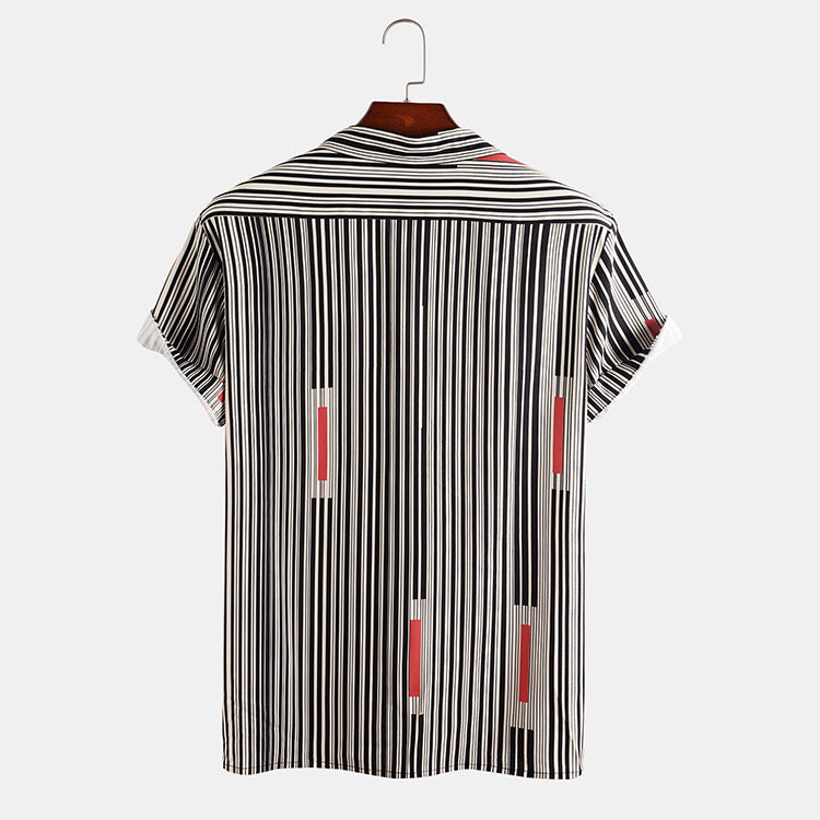 Summer Striped Men's Short Sleeve Thin Slim Fit