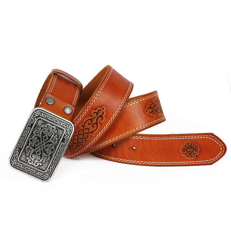 Auspicious Pattern Embossing Of Men's And Women's Belts