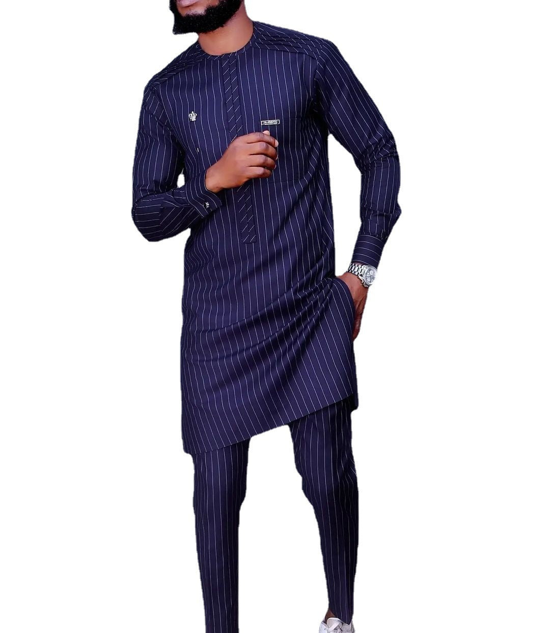 New African Ethnic Style Embroidered Men's Suit Set