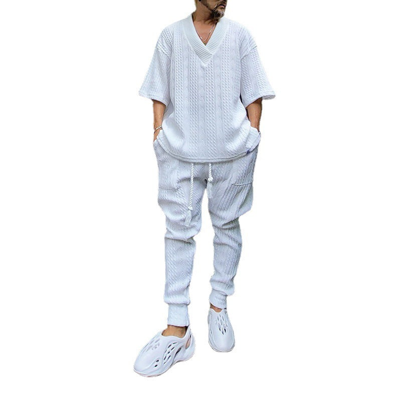 Casual Sweater Suit Men's Summer Loose Short