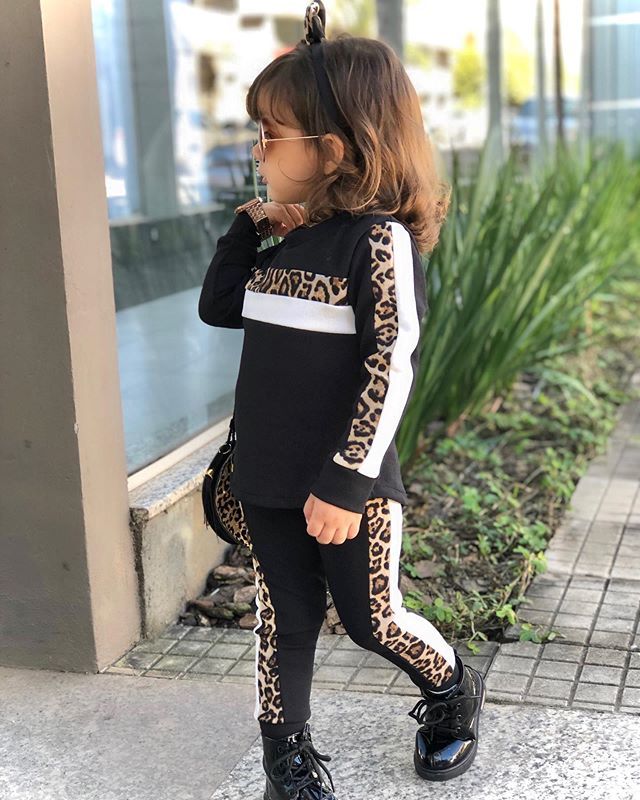 Girls' long-sleeved sports top and pants suit