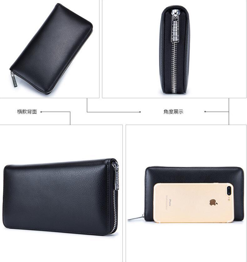 Rfid Many Departments Men Wallet Cow Genuine Leather 36 Slots Card Holder Cell Phone Pocket Male Wallets Clutch Man Long Purse