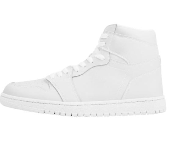 Customizable White High-top Lace-up Basketball Shoes