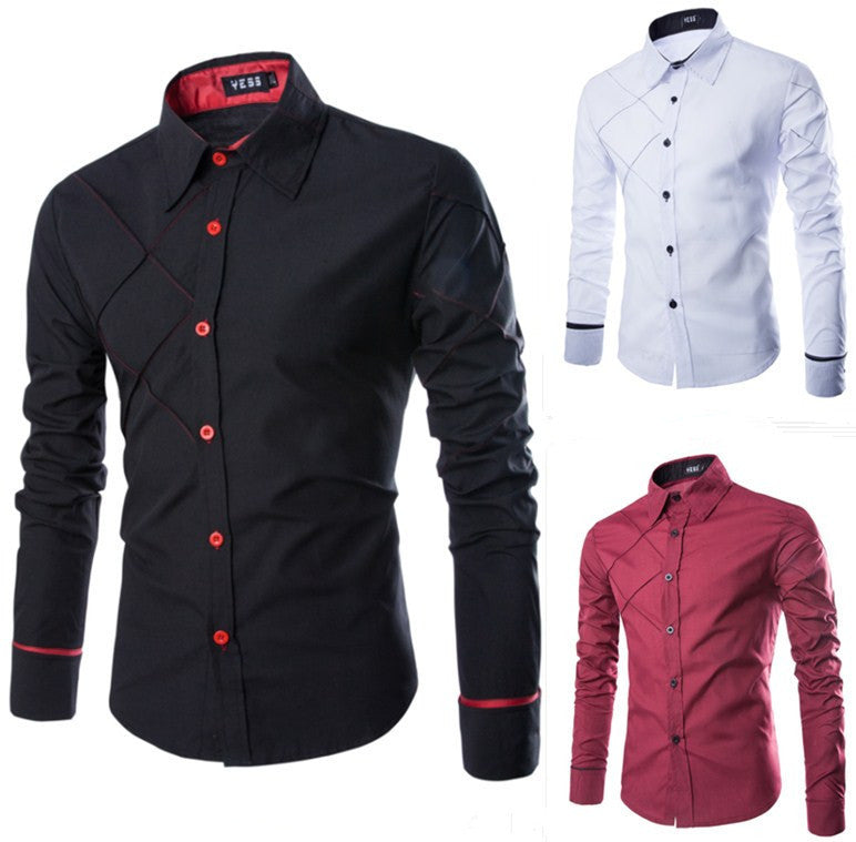 New men's long-sleeved shirt casual plaid shirt