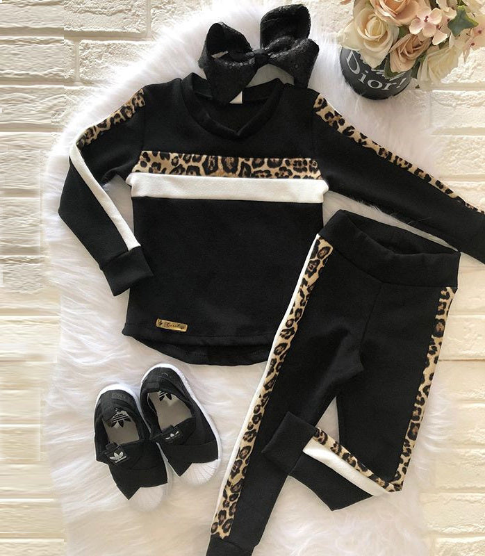 Girls' long-sleeved sports top and pants suit