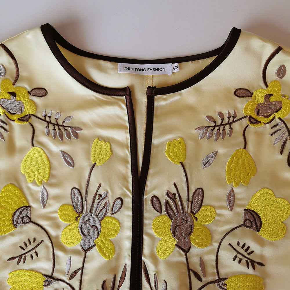 Fashion Men's Mid-length Printed Yellow Shirt