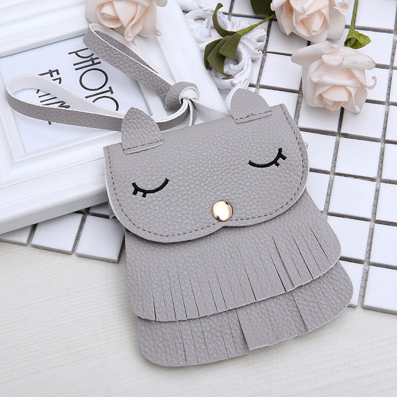 Girls change small bag children bags Pu all-match creative Xiekua package small fox tassel bag