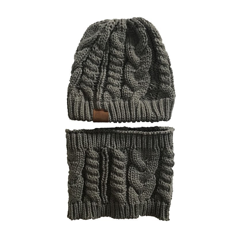 Autumn Winter Women's Hat Caps Knitted Warm ring Scarf Windproof Balaclava Multi Functional CC ponytail Hats Scarf Set For Women