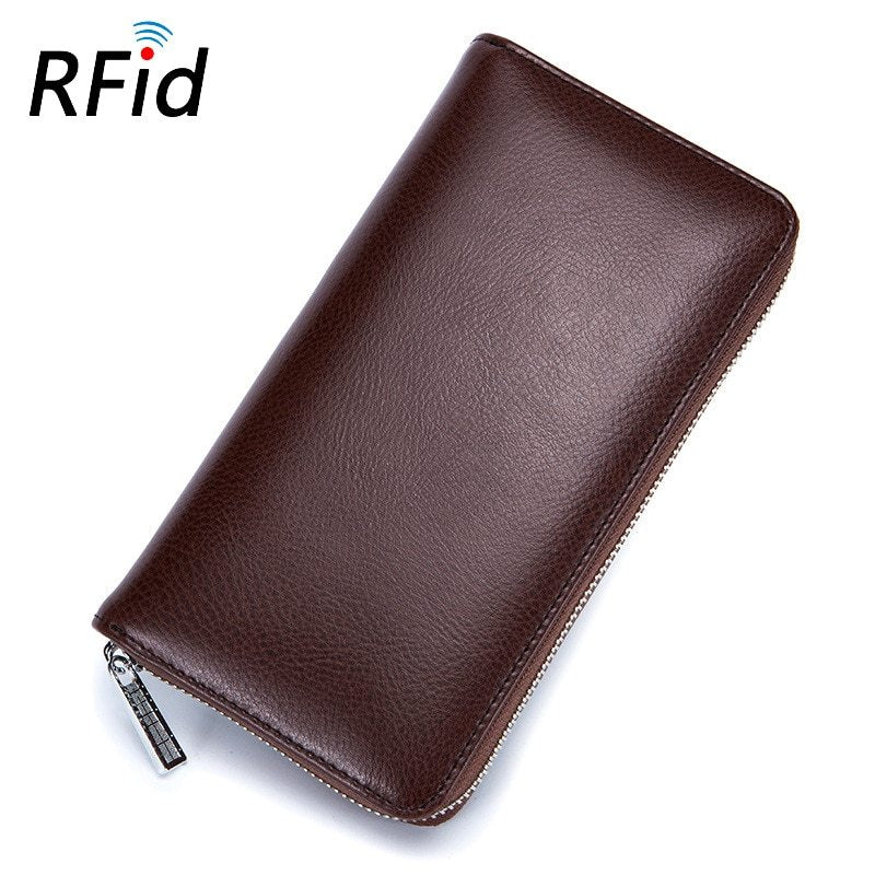 Rfid Many Departments Men Wallet Cow Genuine Leather 36 Slots Card Holder Cell Phone Pocket Male Wallets Clutch Man Long Purse