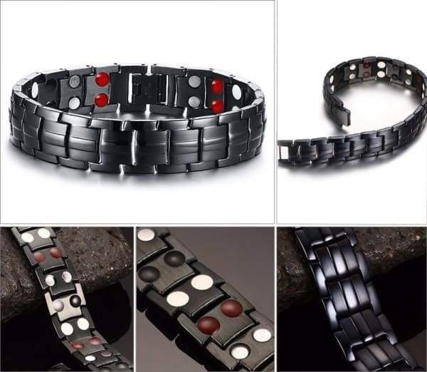 Black Bracelet Men Hand Chain Energy Health Germanium Magnetic Bracelet Men Stainless Steel Bracelets For Women Men