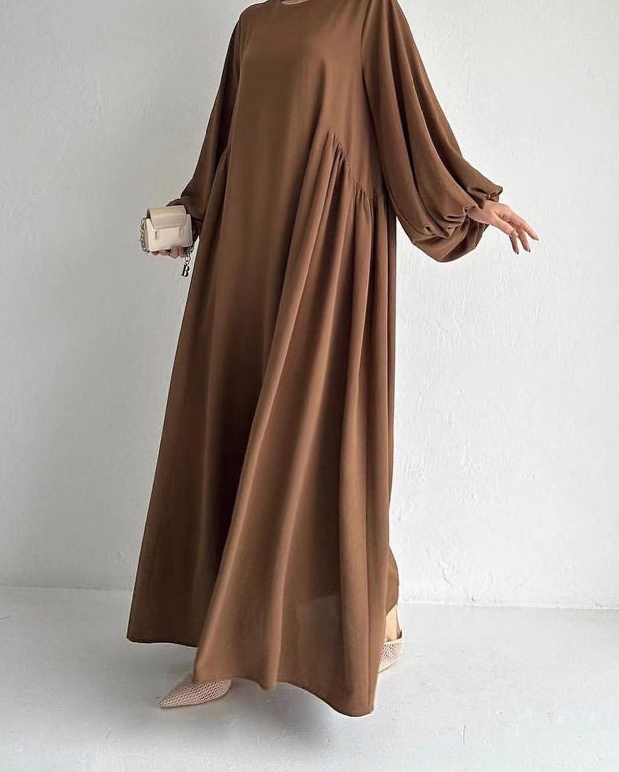 New Muslim Women's Wear Solid Color Elegant Fashion Loose Pullover Dress