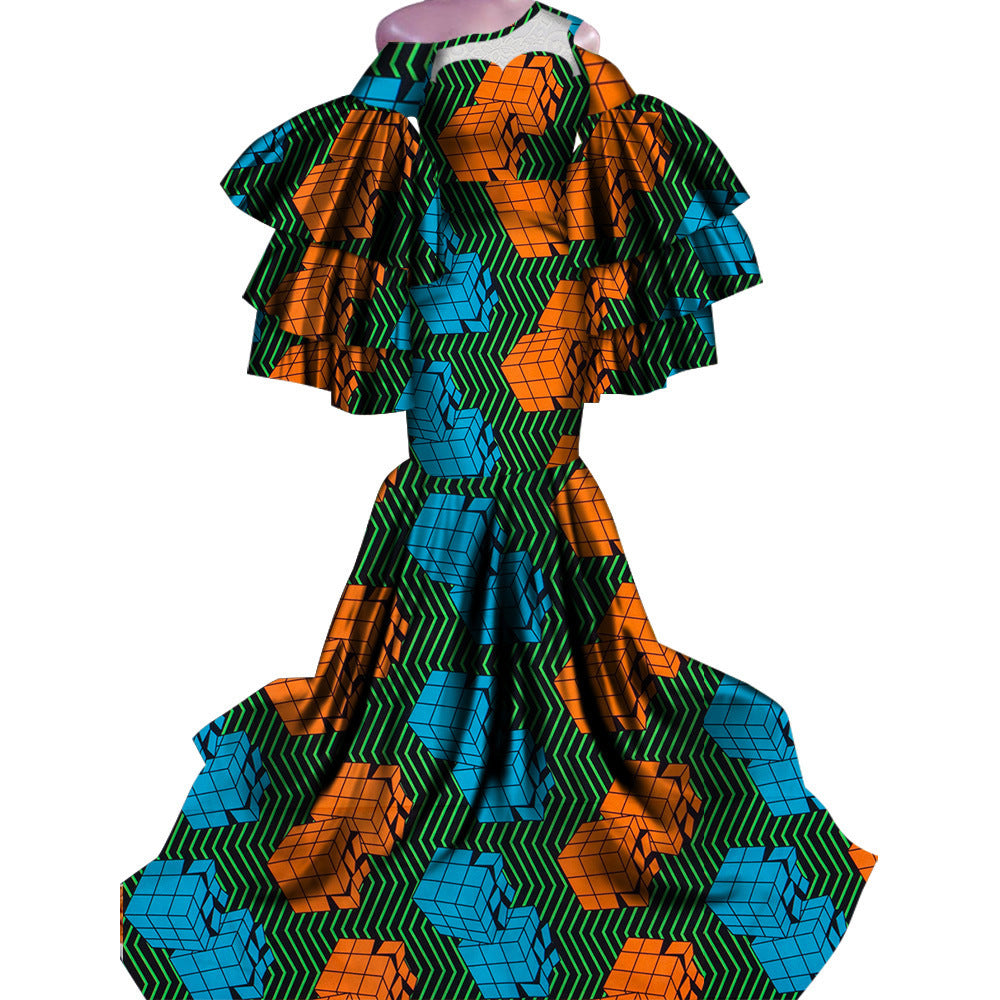 African Print Traditional Fishtail Dress Floor-length Dress