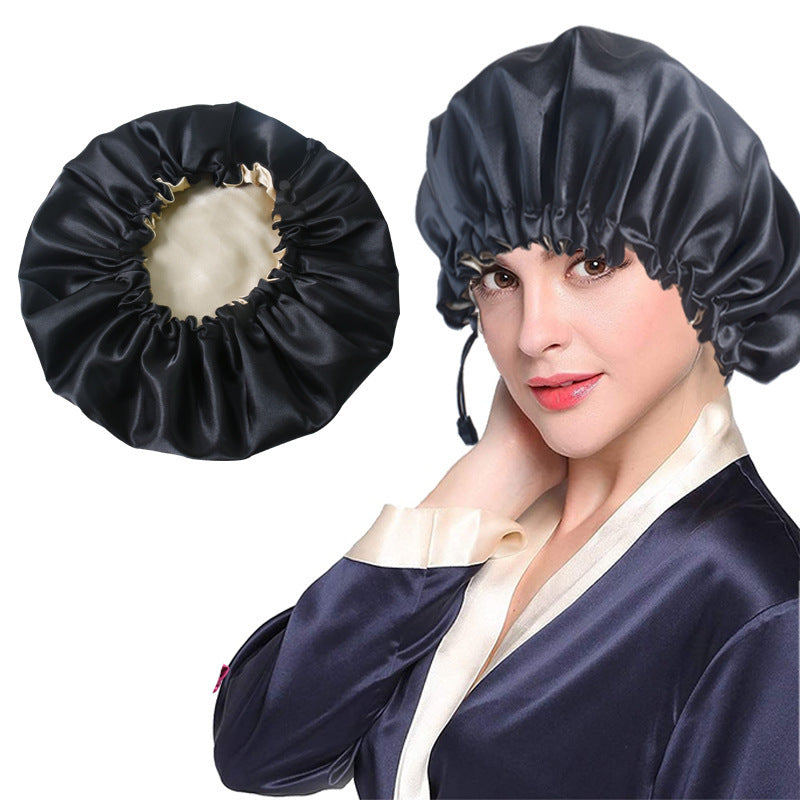 Shower Cap Soft Silk Dual-use Bath Cap Chemotherapy Cap