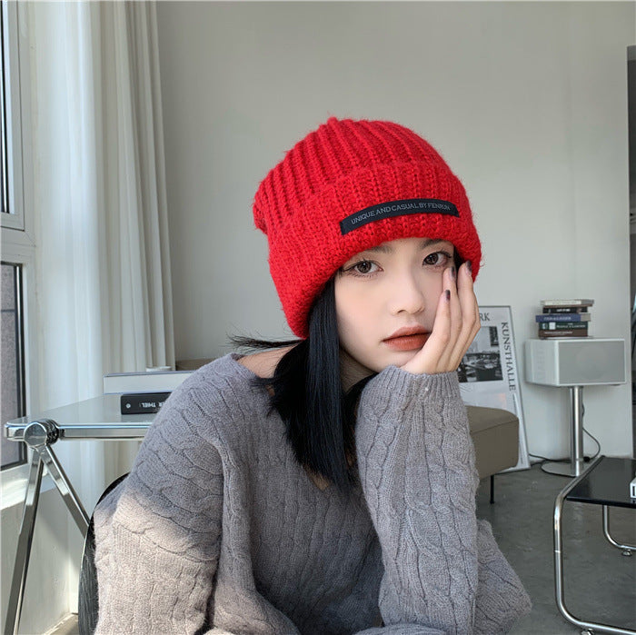 Hat Women's Autumn And Winter New Patch Net Red Big Head Woolen