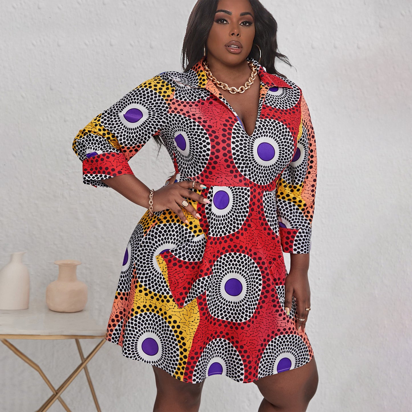 OL Commuter African Tribal Print Pocket Dress Women